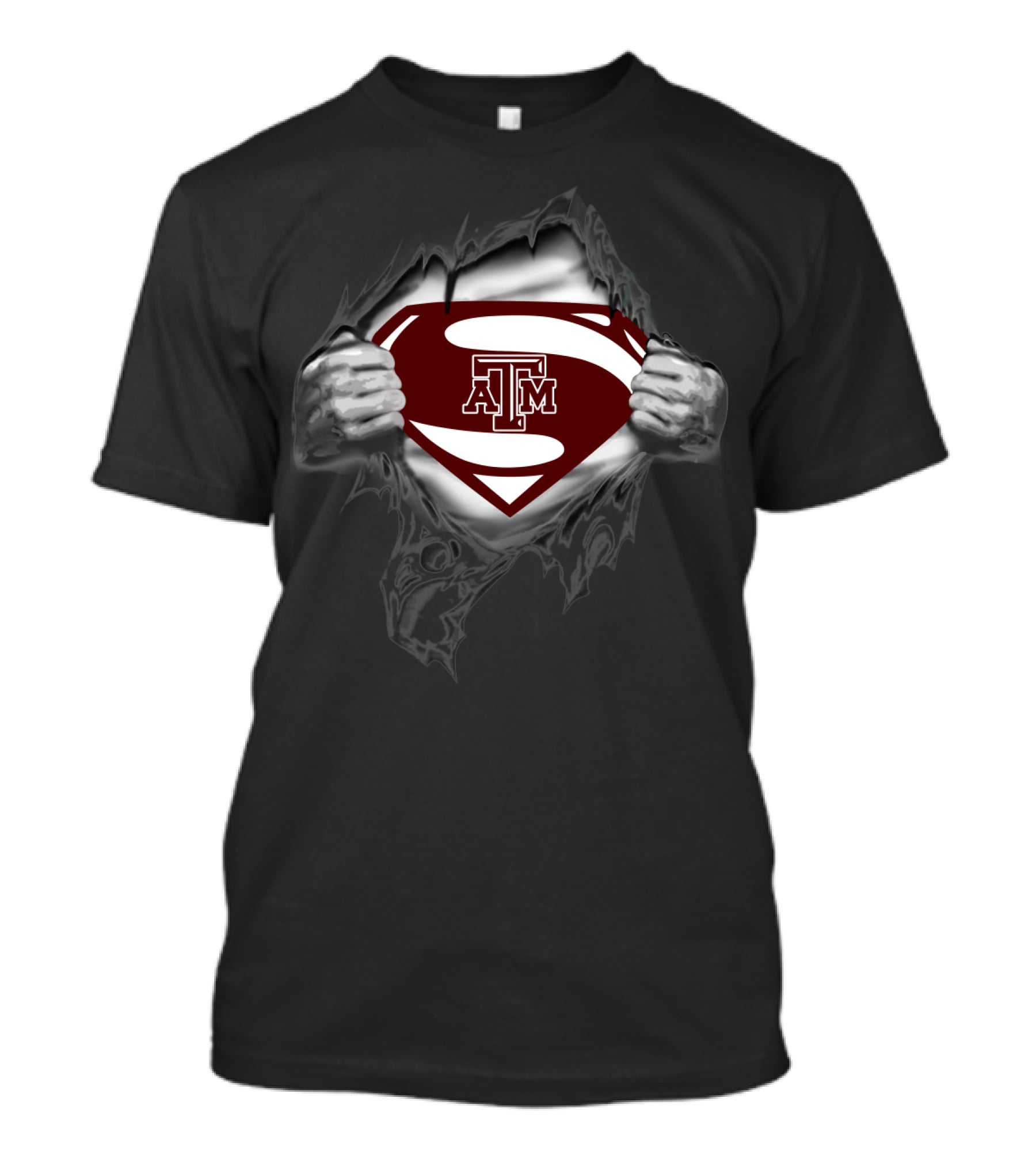 Texas A&M Aggies Superman Shield Logo Superhero Style T-Shirt