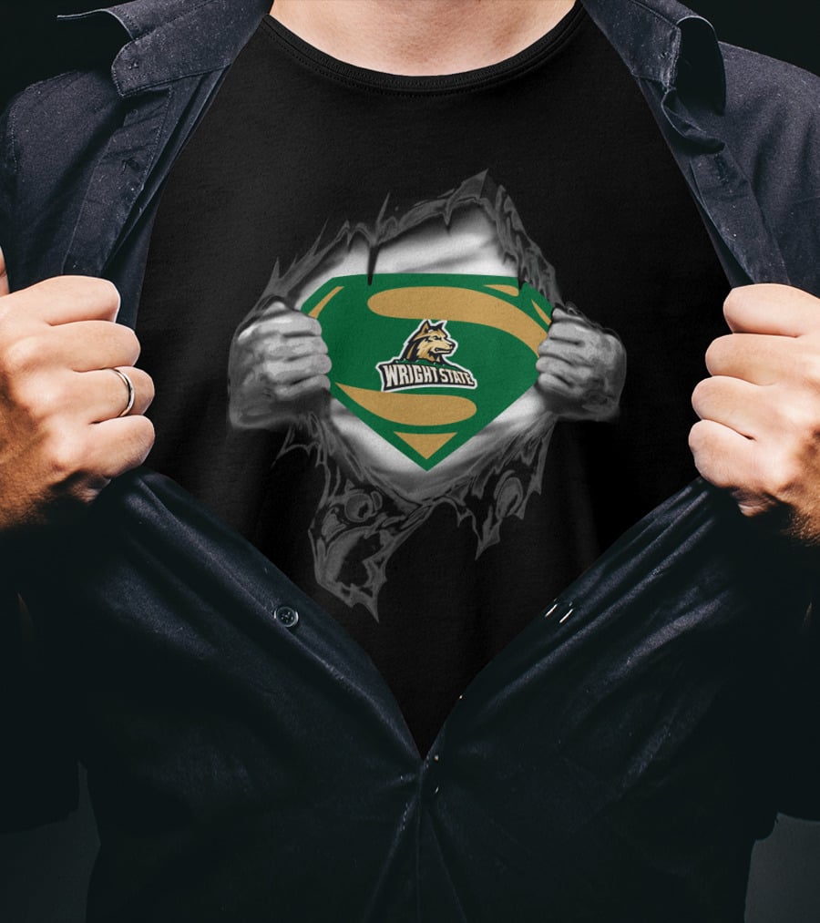 Wright State Raiders 369 Superman Shield T-Shirt