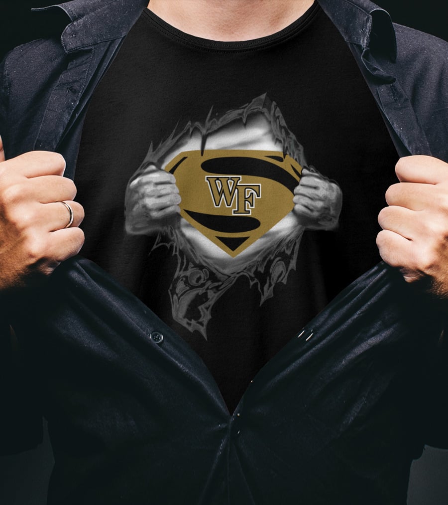 Wake Forest Superhero Emblem With Wf Shield T-Shirt