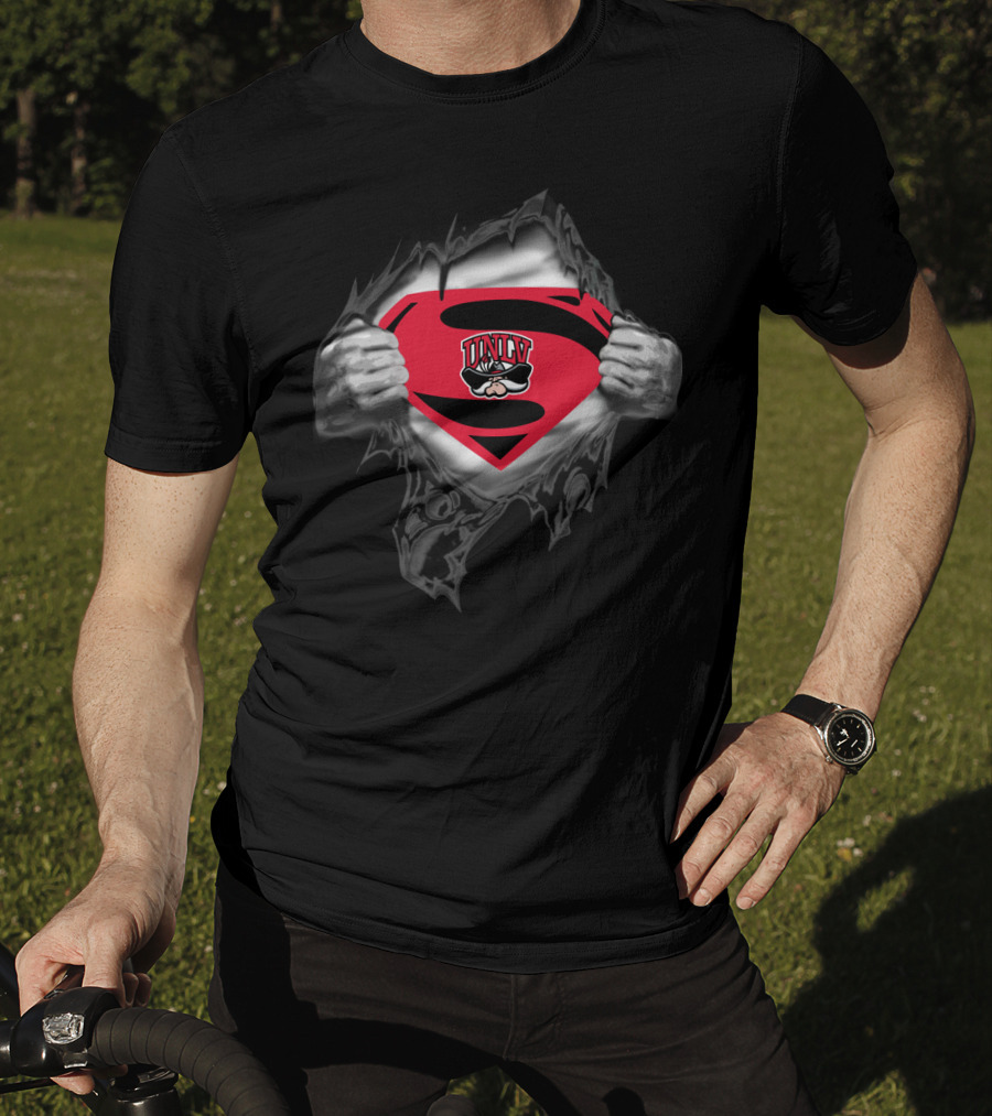 Unlv Rebels Superman Logo With Mascot Bold T-Shirt