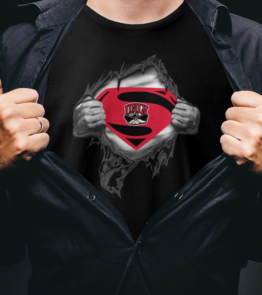 Unlv Rebels Superman Logo With Mascot Bold T-Shirt