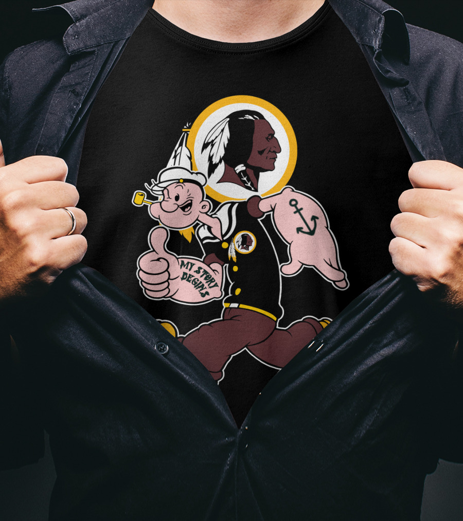 Popeye My Story Begins Washington Redskins Football T-Shirt