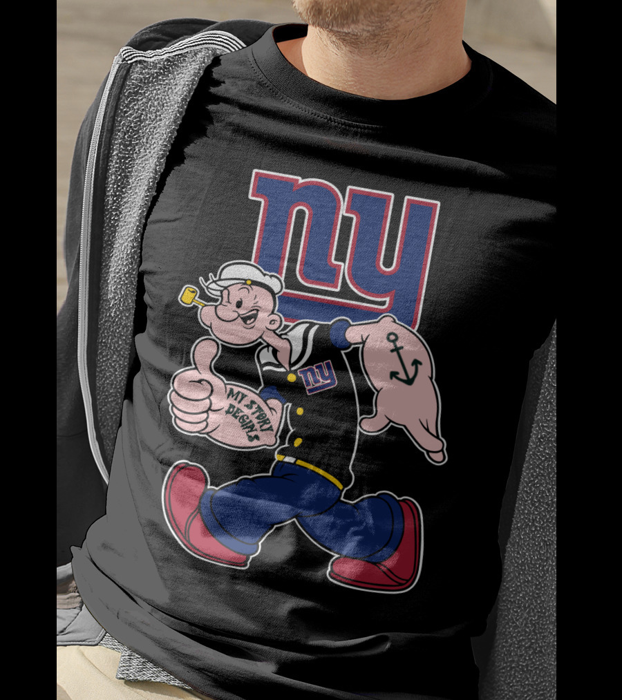 Popeye Thumbs Up My Story Designs New York Giants T-Shirt