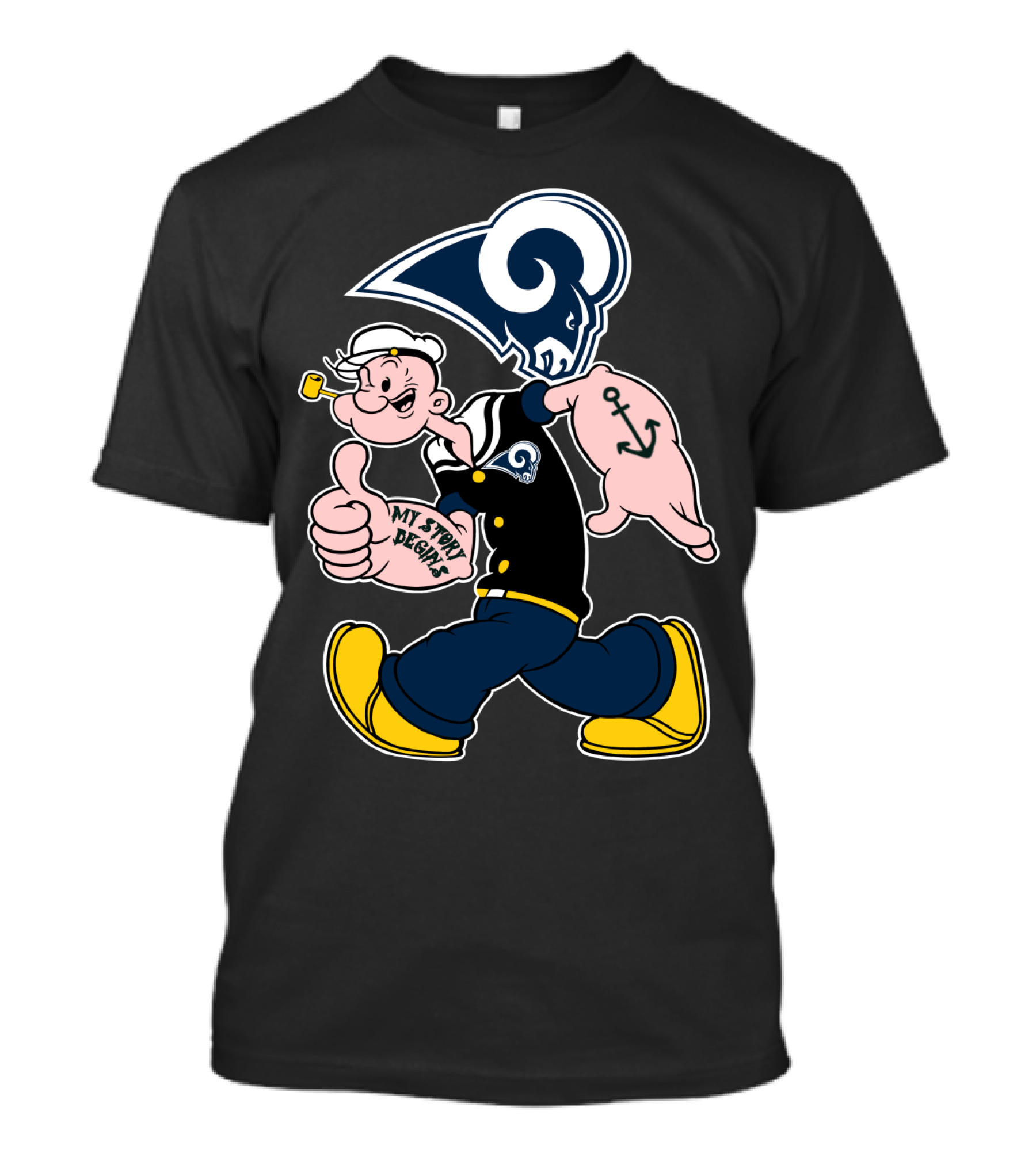 Popeye Thumbs Up Los Angeles Rams My Story Begins T-Shirt