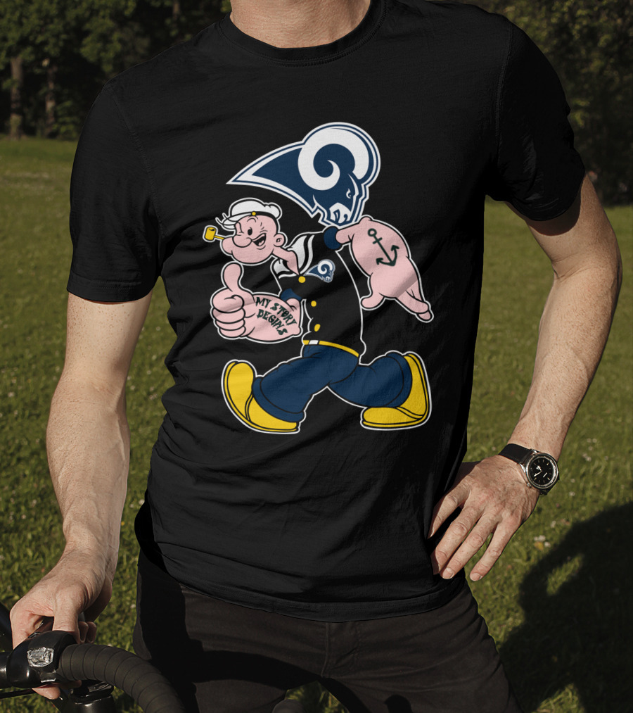 Popeye Thumbs Up Los Angeles Rams My Story Begins T-Shirt