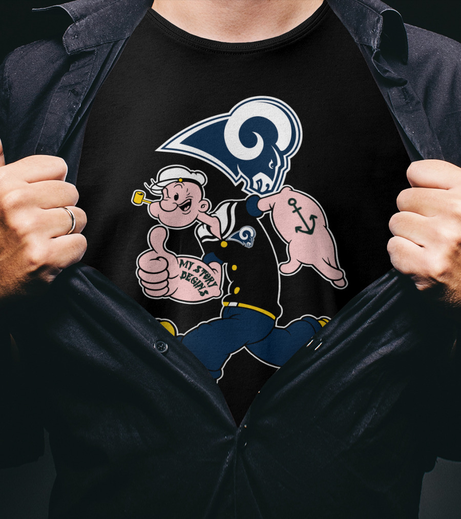 Popeye Thumbs Up Los Angeles Rams My Story Begins T-Shirt