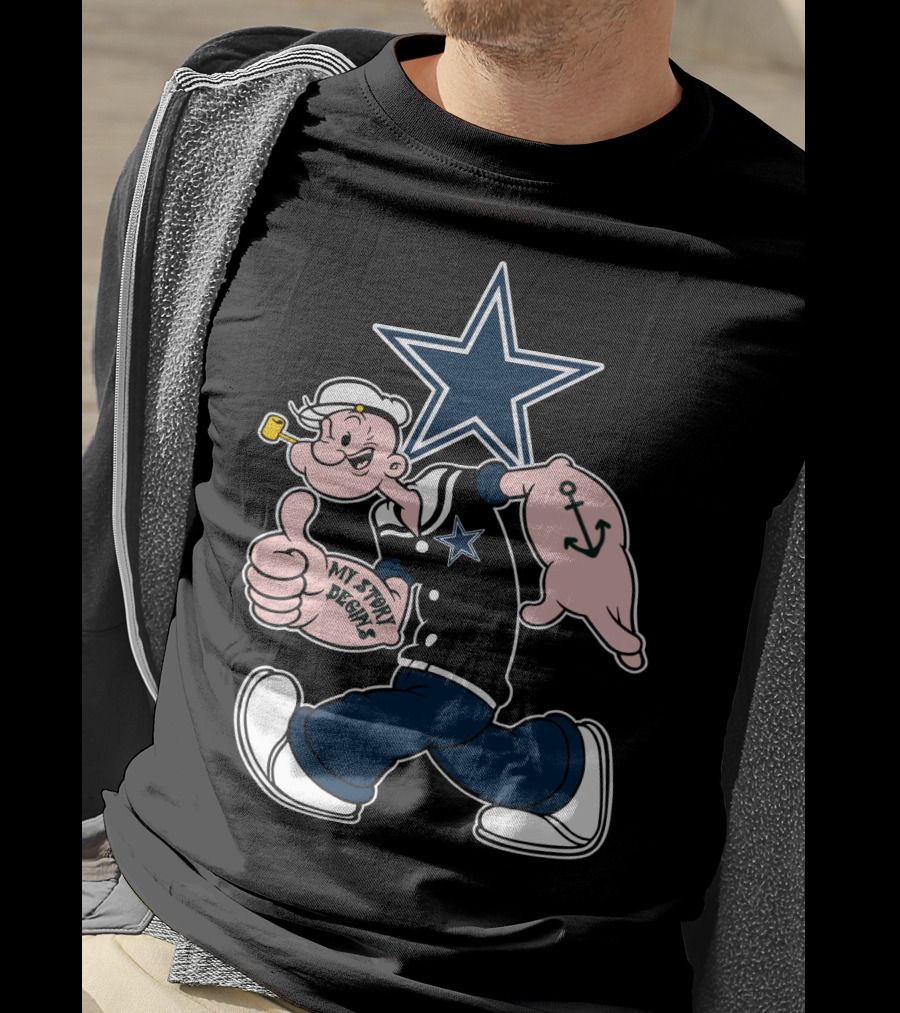 Dallas Cowboys Navy Star Popeye My Story Designs T-Shirt