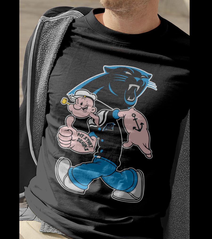 Carolina Panthers My Story Designs Popeye Anchor T-Shirt