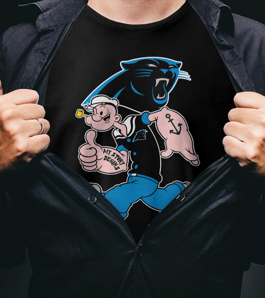 Carolina Panthers My Story Designs Popeye Anchor T-Shirt