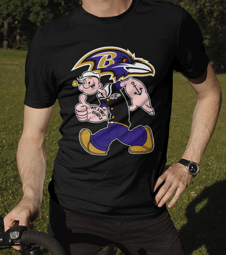 Baltimore Ravens Popeye Cartoon Character Nfl Crossover My Story Begins T-Shirt