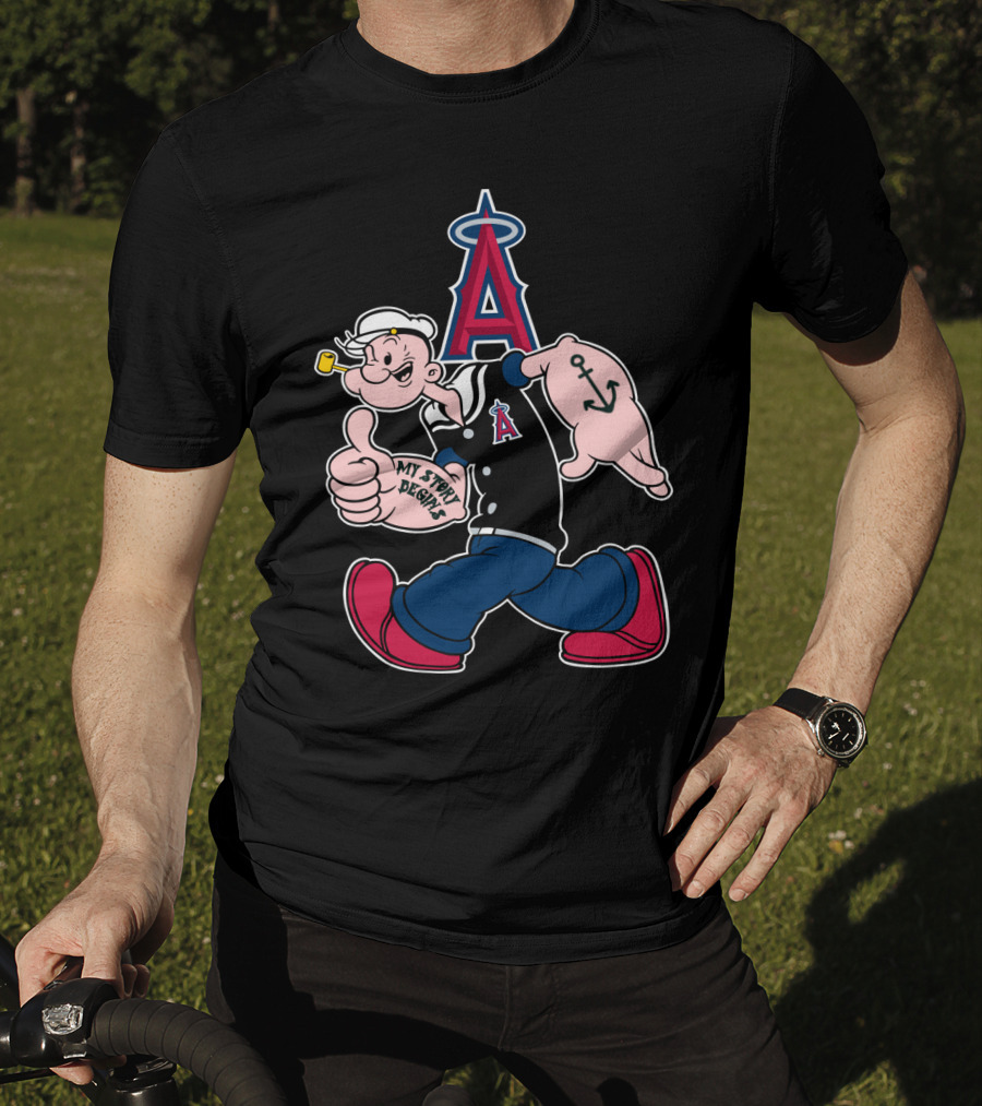 Popeye Los Angeles Angels Mlb Anchor My Story Begins T-Shirt