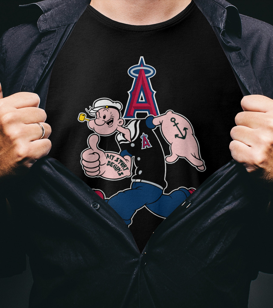 Popeye Los Angeles Angels Mlb Anchor My Story Begins T-Shirt