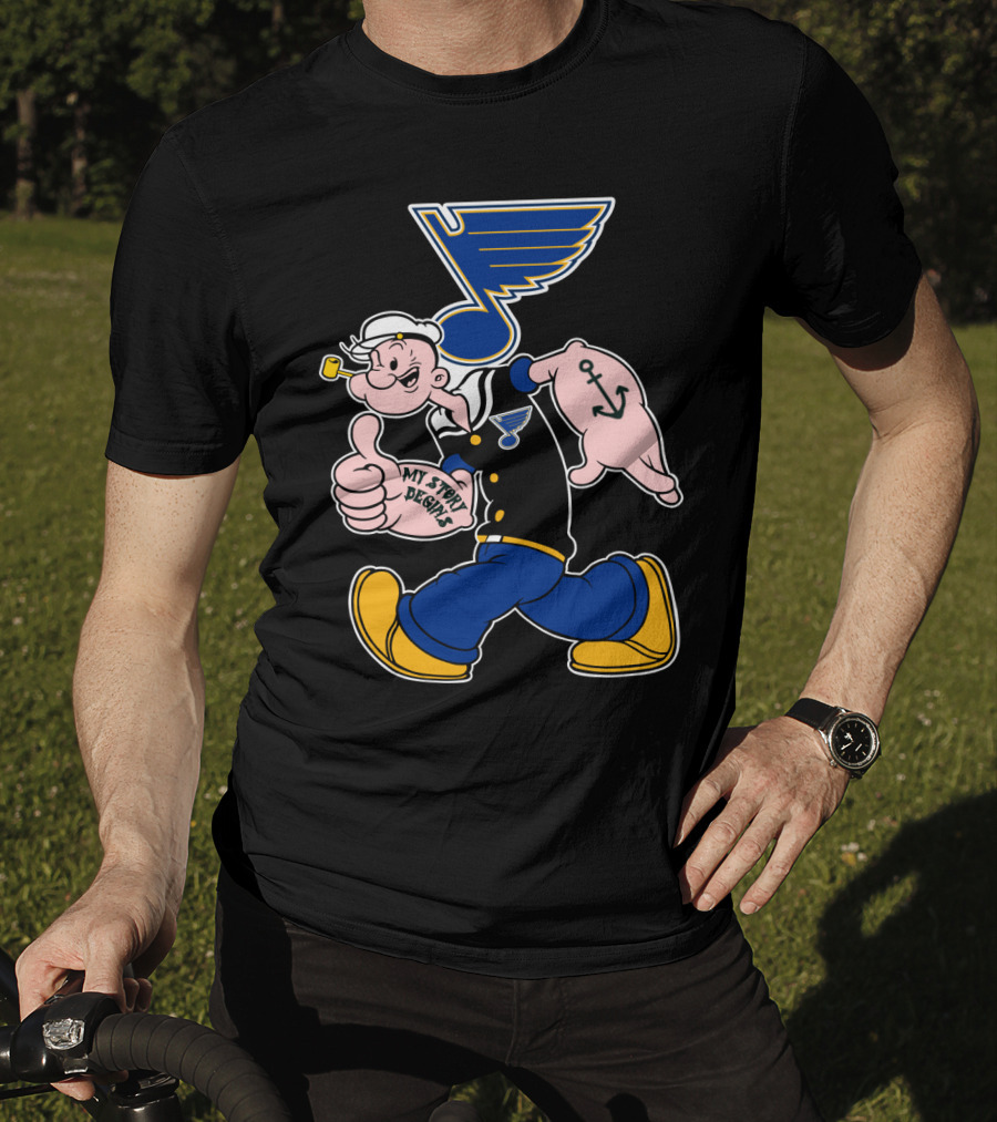 St Louis Blues Logo Popeye Cartoon Character '68 Style T-Shirt