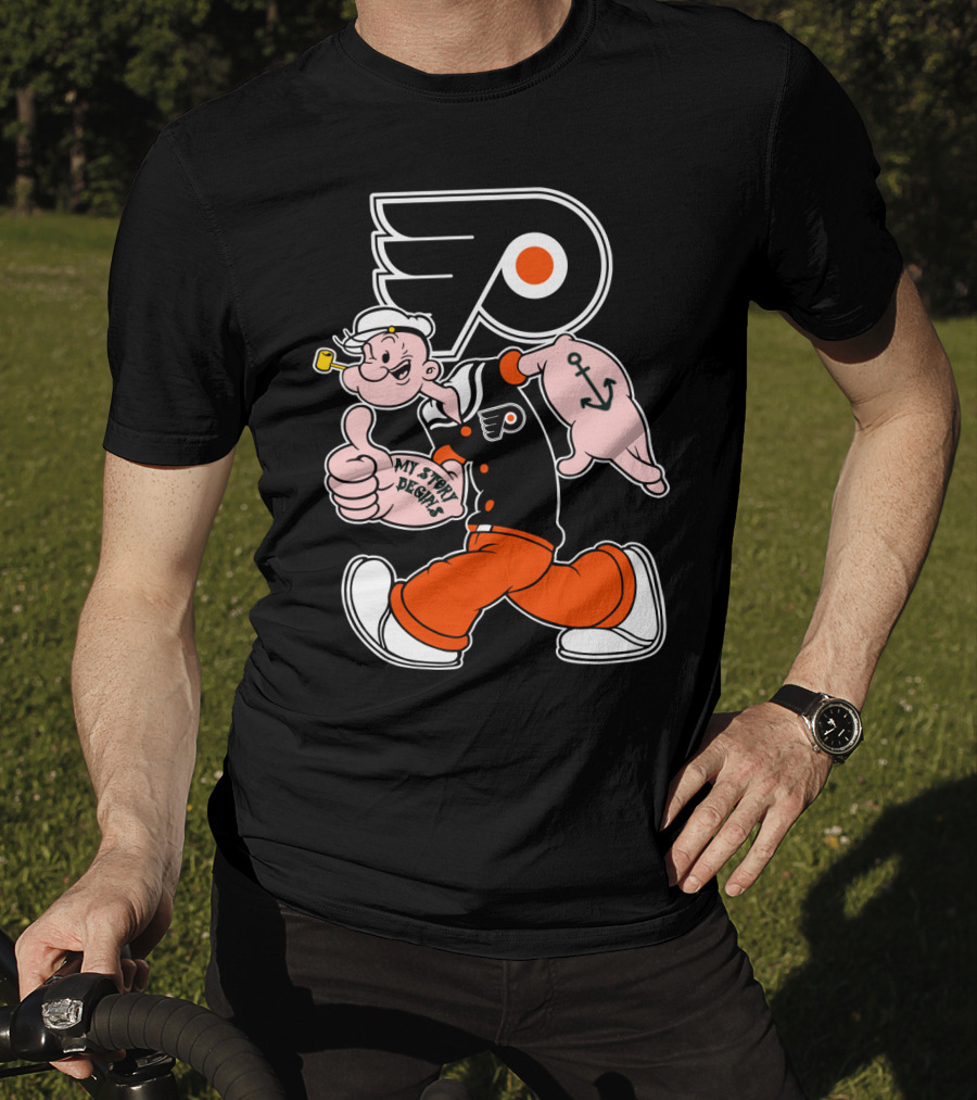 Popeye Thumbs Up 71 Philadelphia Flyers My Story Begins T-Shirt