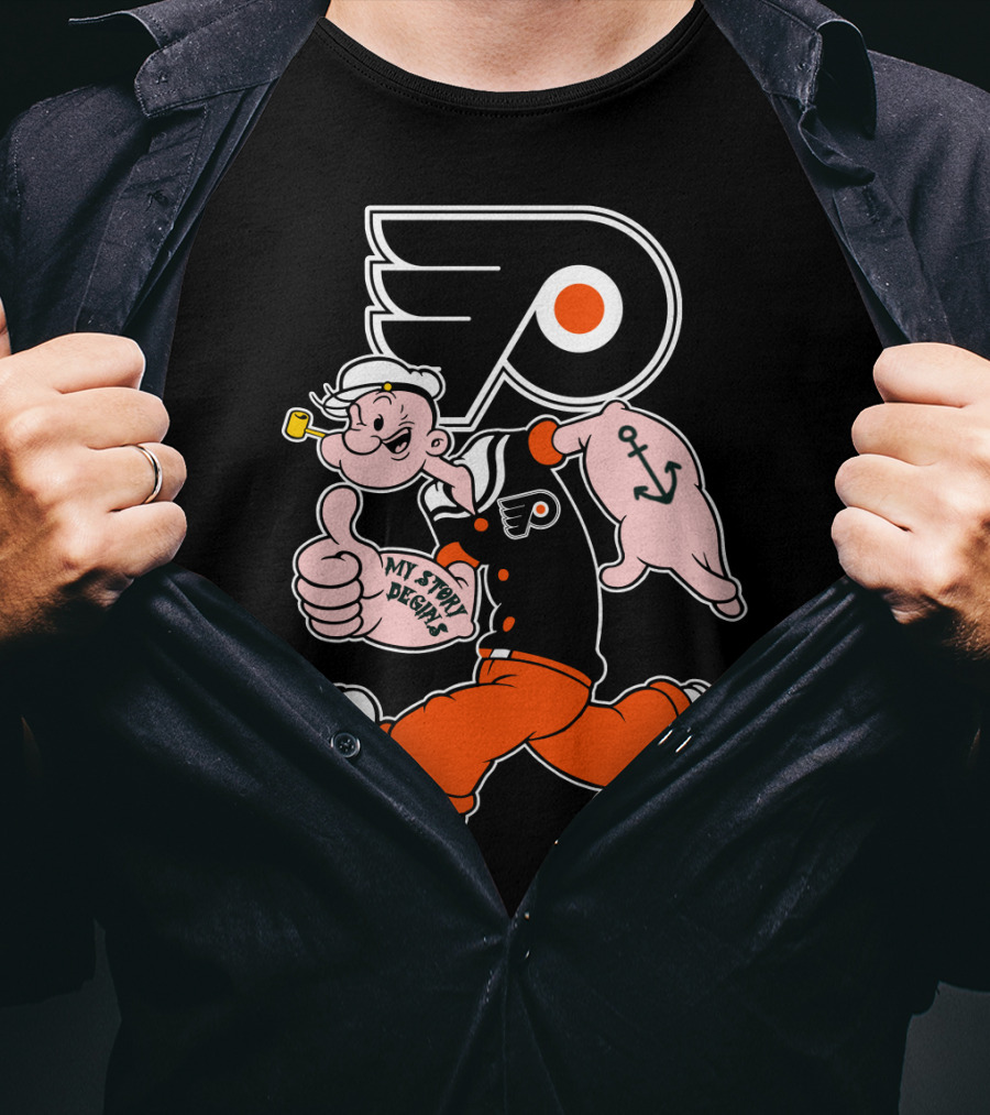 Popeye Thumbs Up 71 Philadelphia Flyers My Story Begins T-Shirt