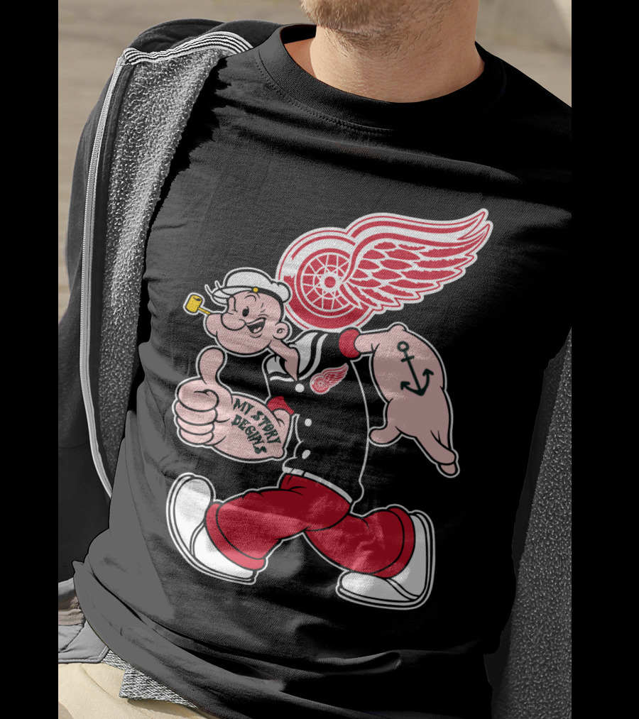 Popeye Detroit Red Wings My Story Begins Anchor 81 T-Shirt