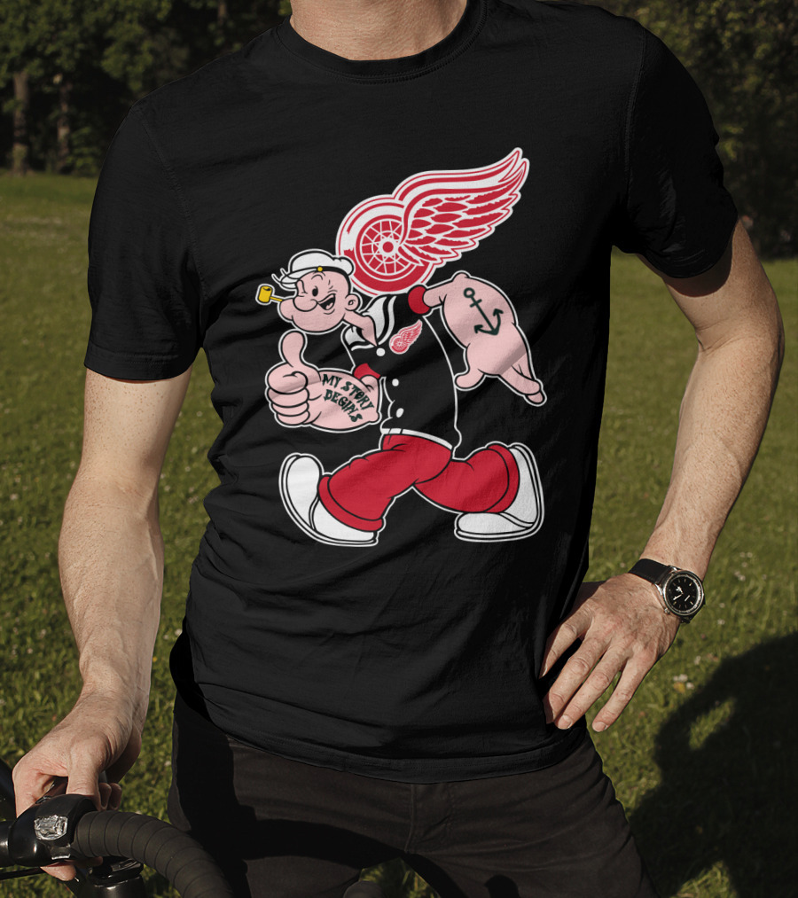 Popeye Detroit Red Wings My Story Begins Anchor 81 T-Shirt