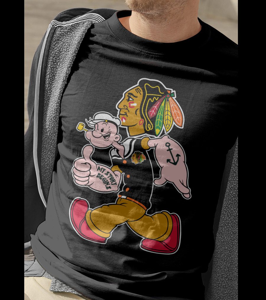 Chicago Blackhawks My Story Begins Popeye Crossover T-Shirt