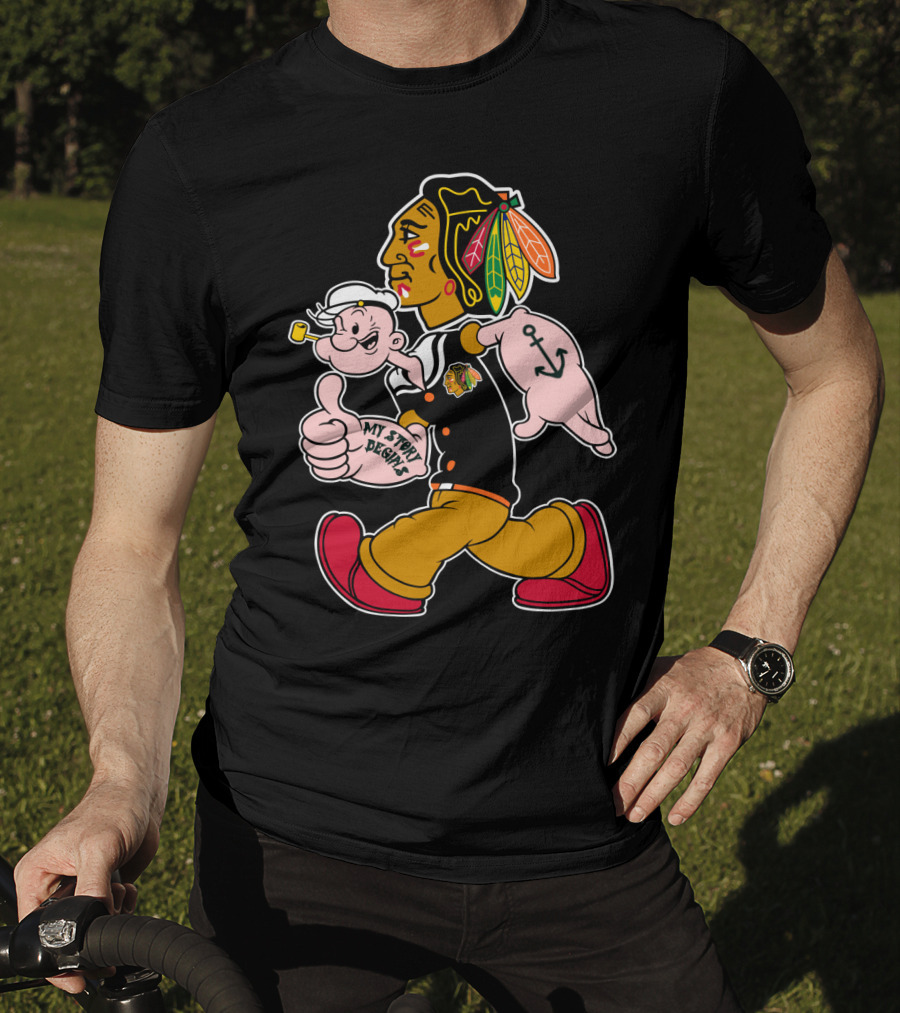Chicago Blackhawks My Story Begins Popeye Crossover T-Shirt