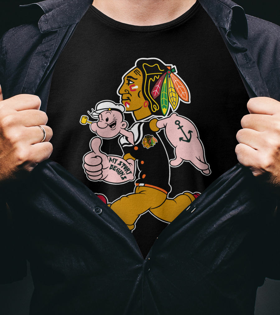 Chicago Blackhawks My Story Begins Popeye Crossover T-Shirt