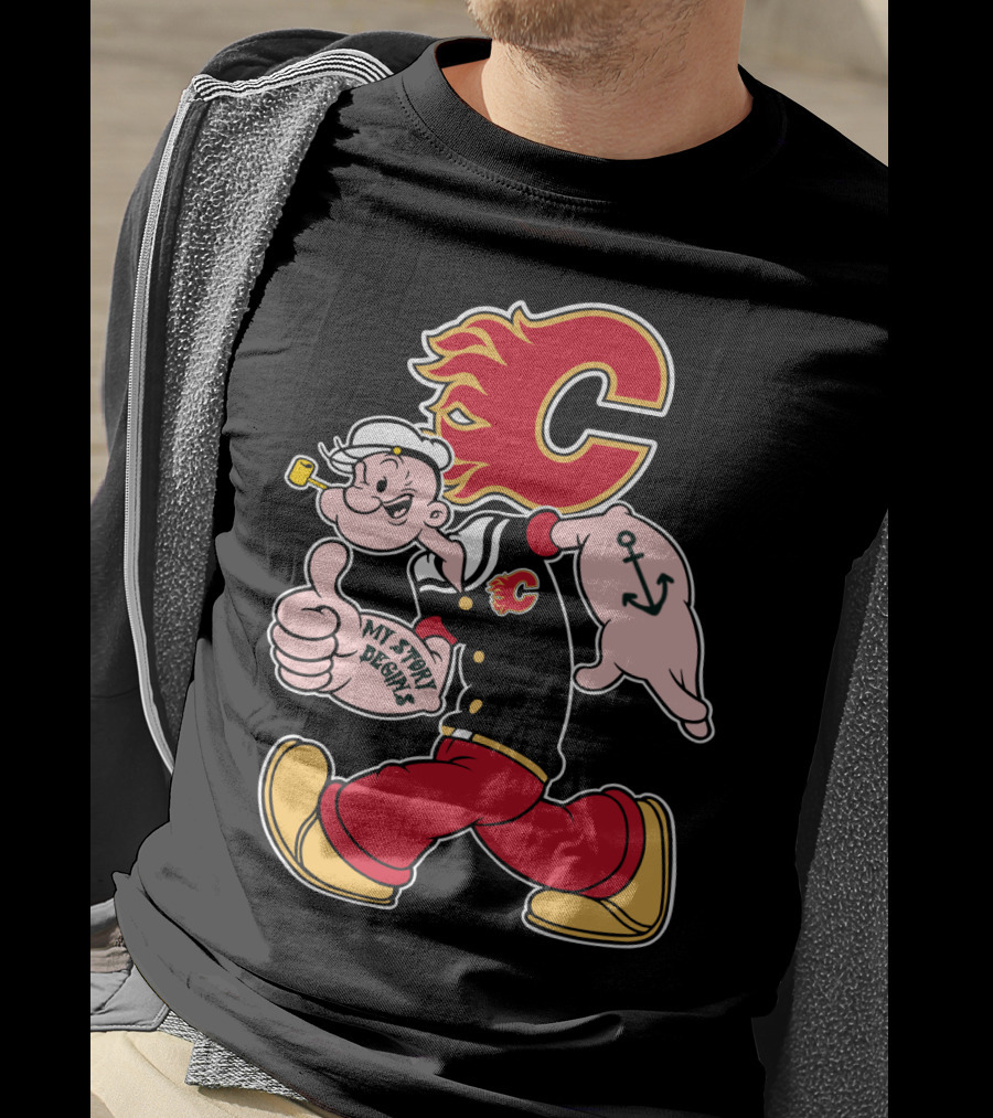 Calgary Flames Popeye My Story Begins Anchor 87 T-Shirt