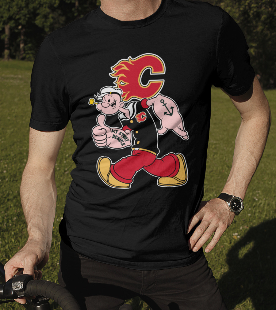 Calgary Flames Popeye My Story Begins Anchor 87 T-Shirt