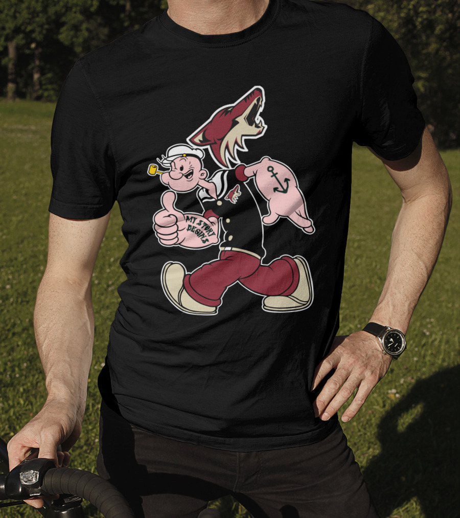 Popeye My Story Design Arizona Coyotes Logo 91 Anchor T-Shirt