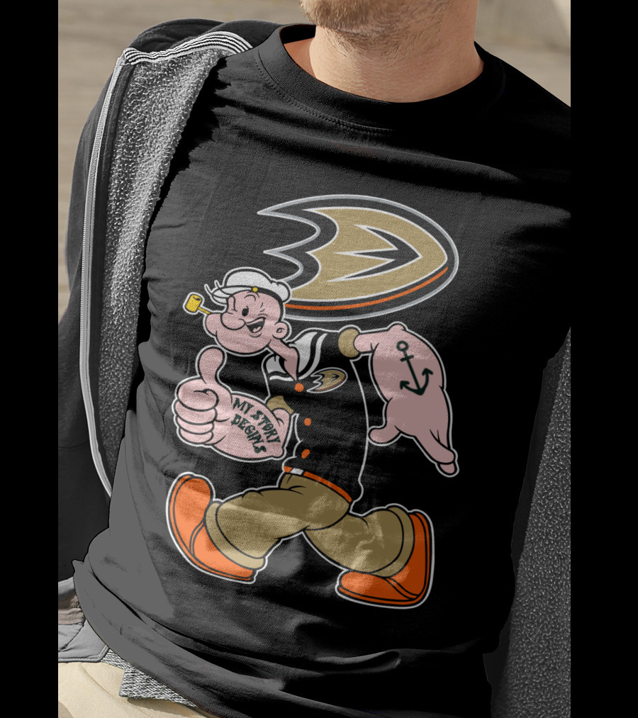 Anaheim Ducks '92 Popeye Crossover With My Story Designs T-Shirt