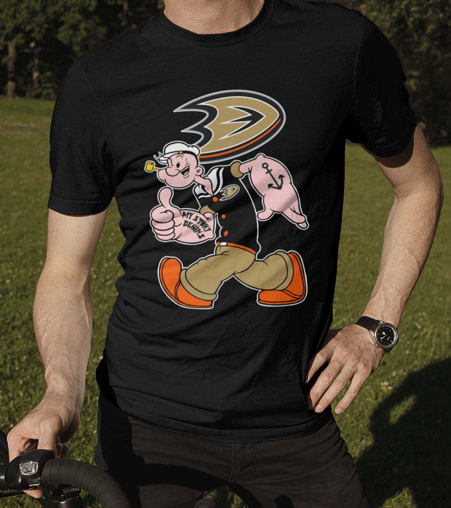 Anaheim Ducks '92 Popeye Crossover With My Story Designs T-Shirt