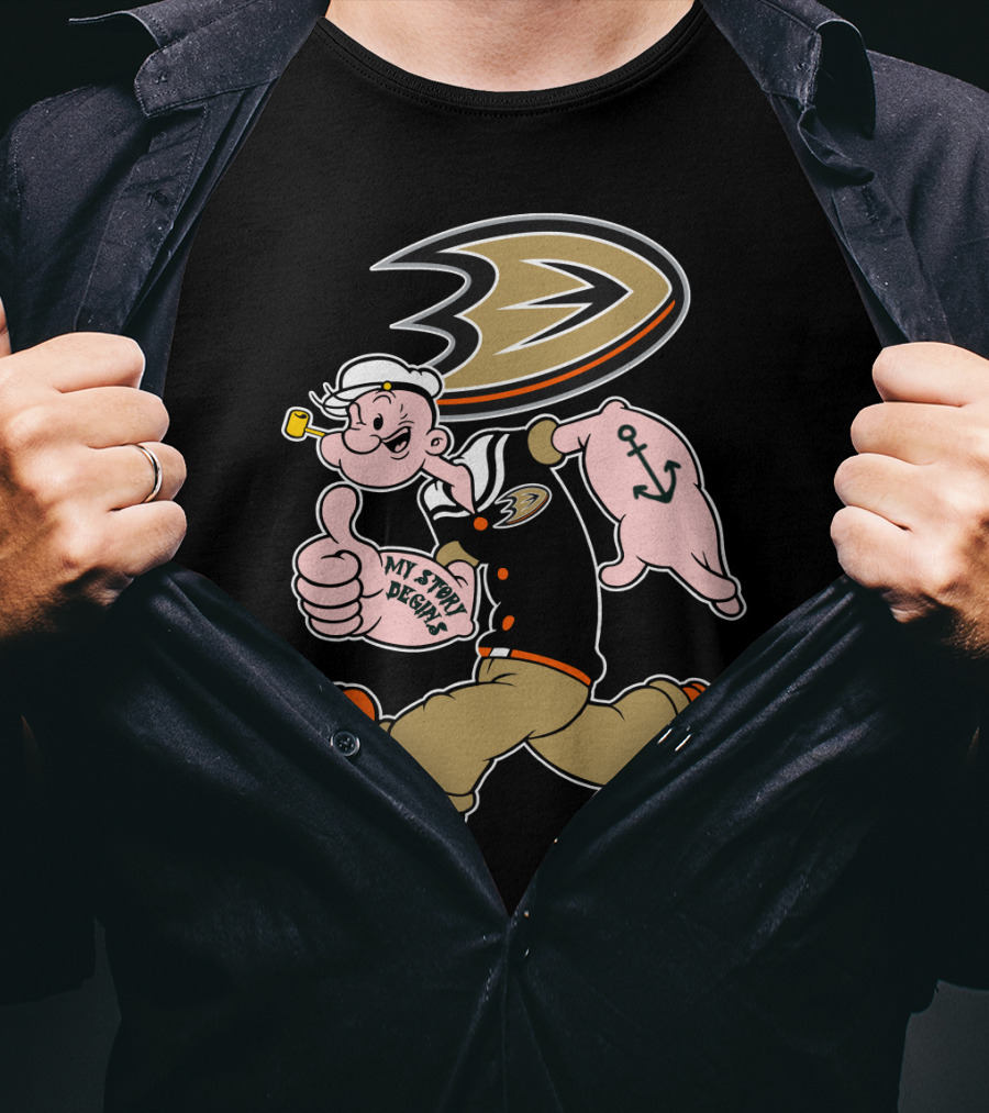 Anaheim Ducks '92 Popeye Crossover With My Story Designs T-Shirt