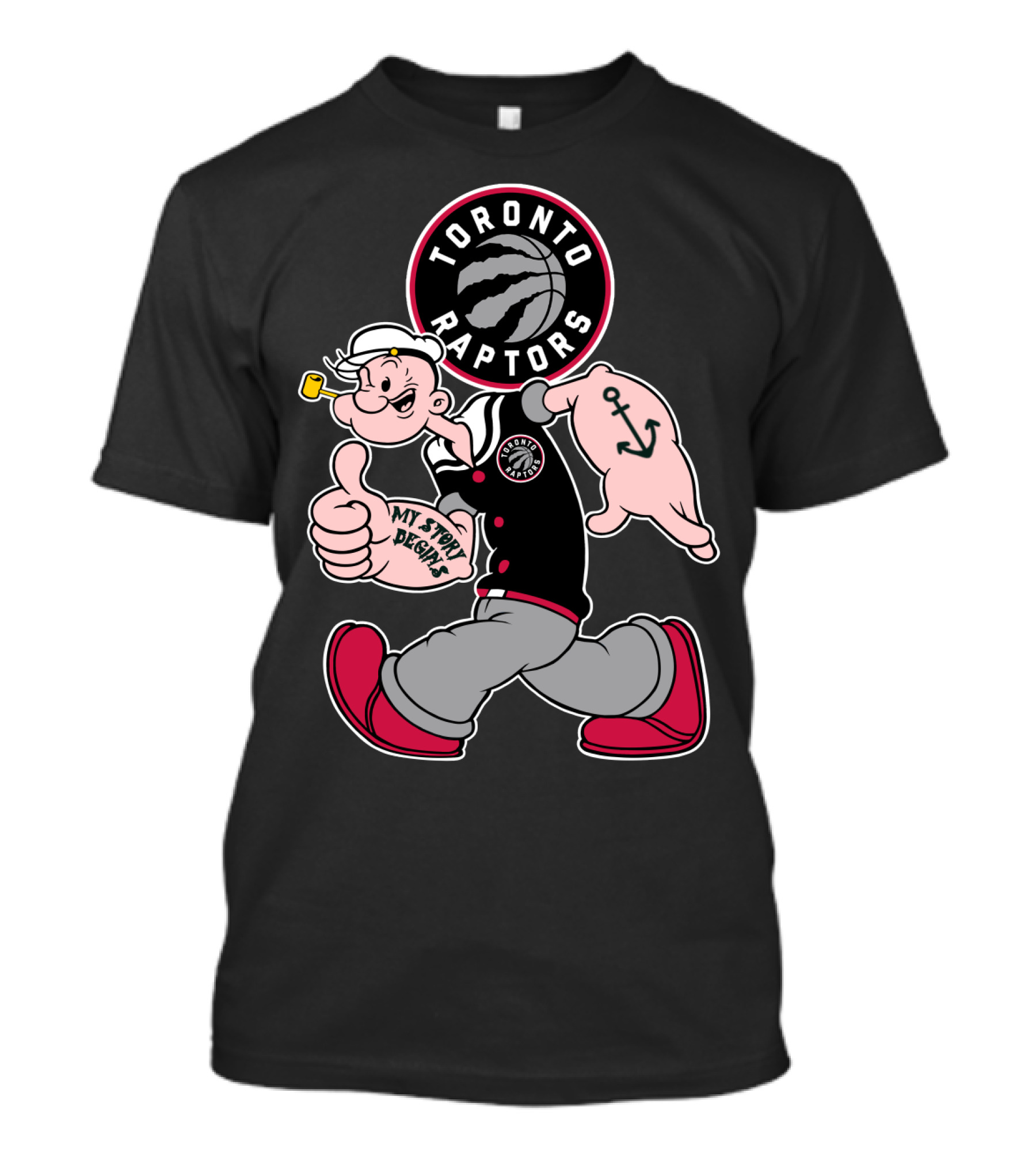 Toronto Raptors '95 My Story Begins Popeye T-Shirt
