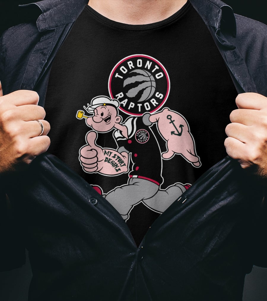 Toronto Raptors '95 My Story Begins Popeye T-Shirt