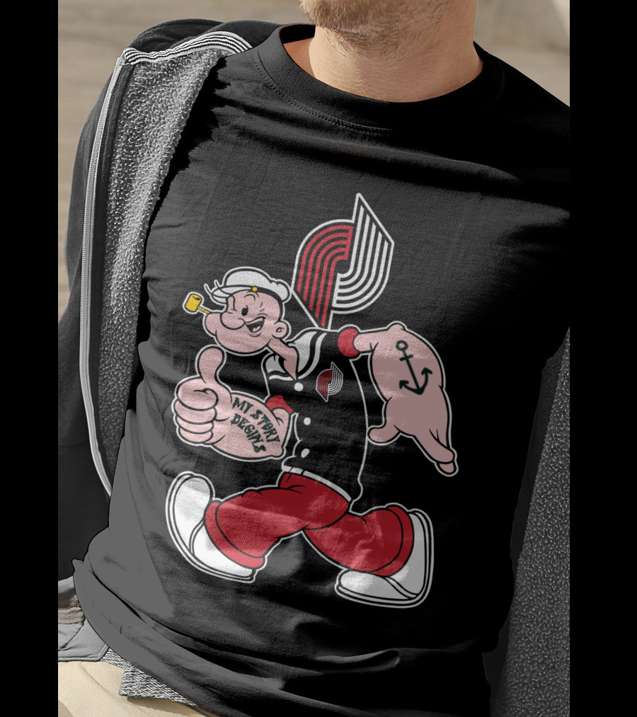 Portland Trail Blazers My Story Design Popeye Anchor Logo 98 T-Shirt