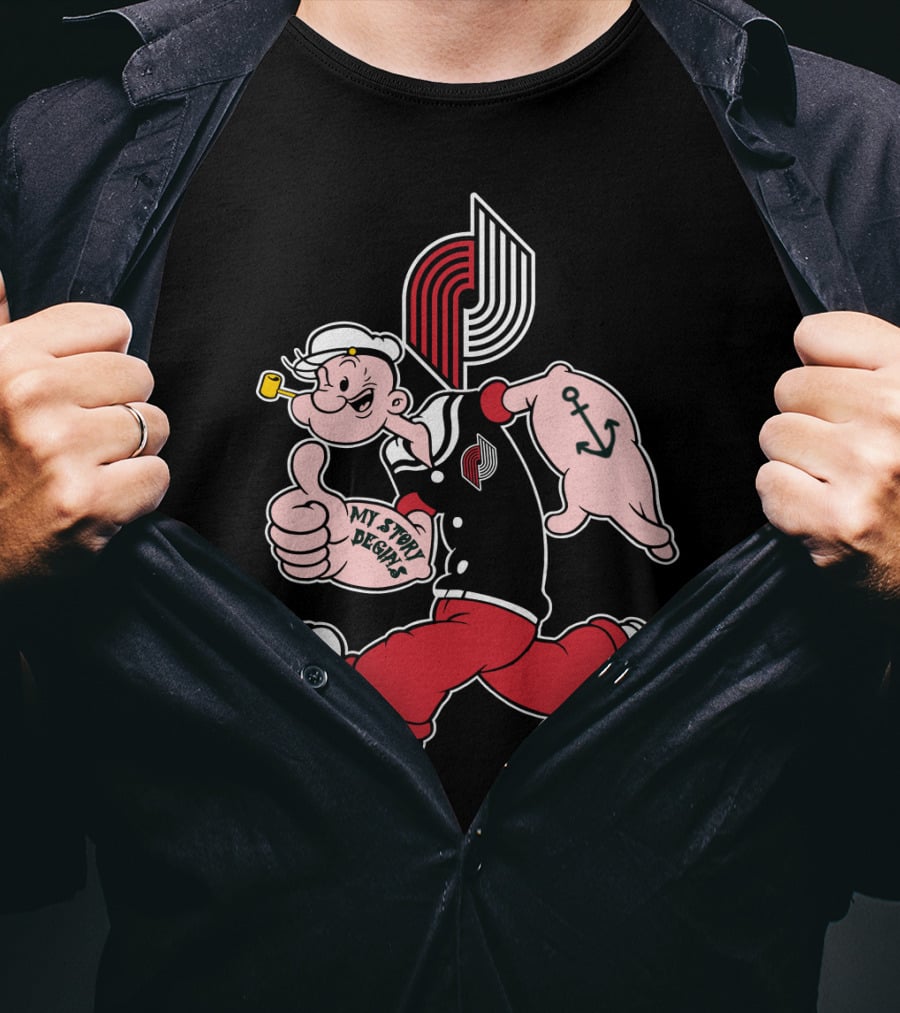 Portland Trail Blazers My Story Design Popeye Anchor Logo 98 T-Shirt