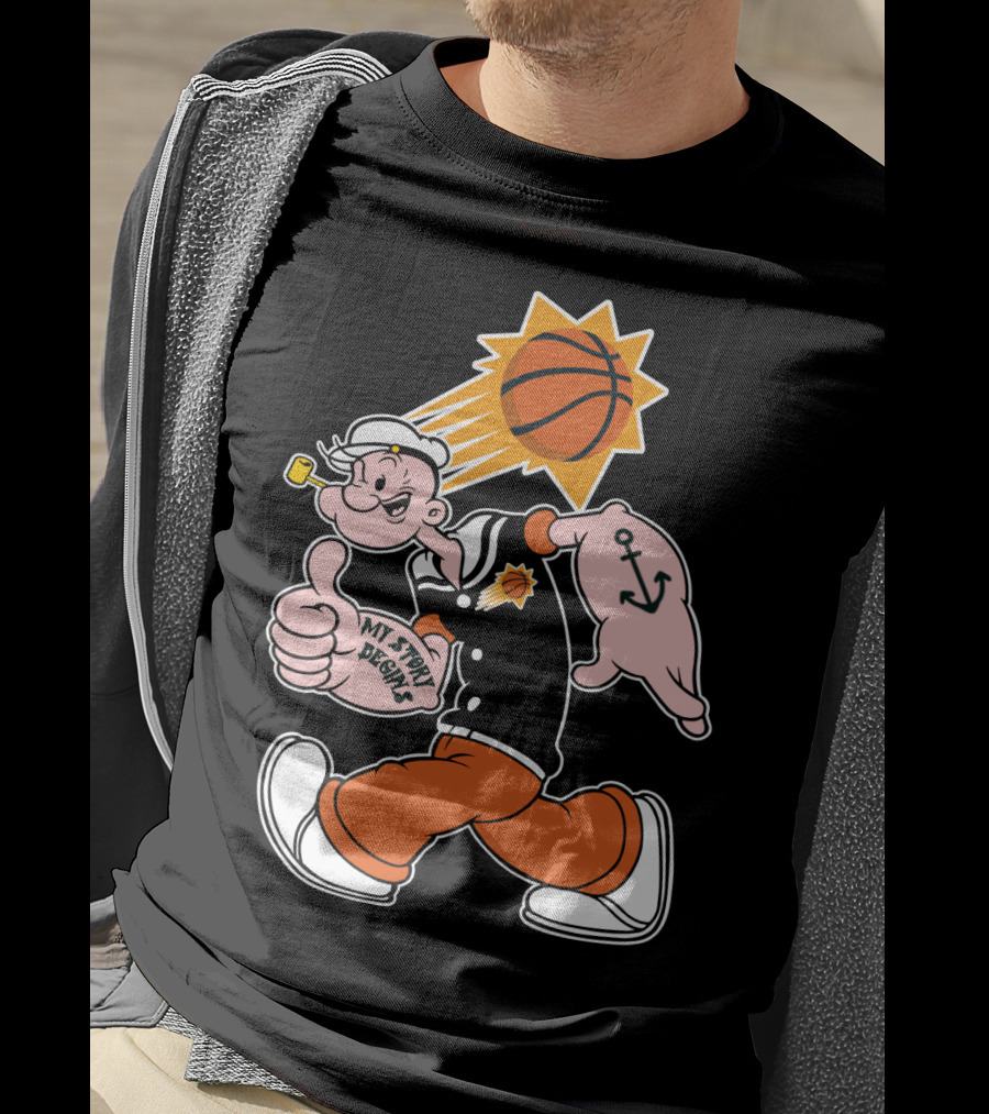 My Story Designs Phoenix Suns Popeye Basketball Anchor Thumbs Up T-Shirt