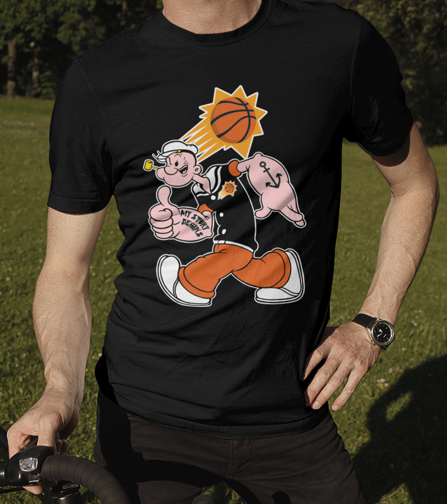 My Story Designs Phoenix Suns Popeye Basketball Anchor Thumbs Up T-Shirt