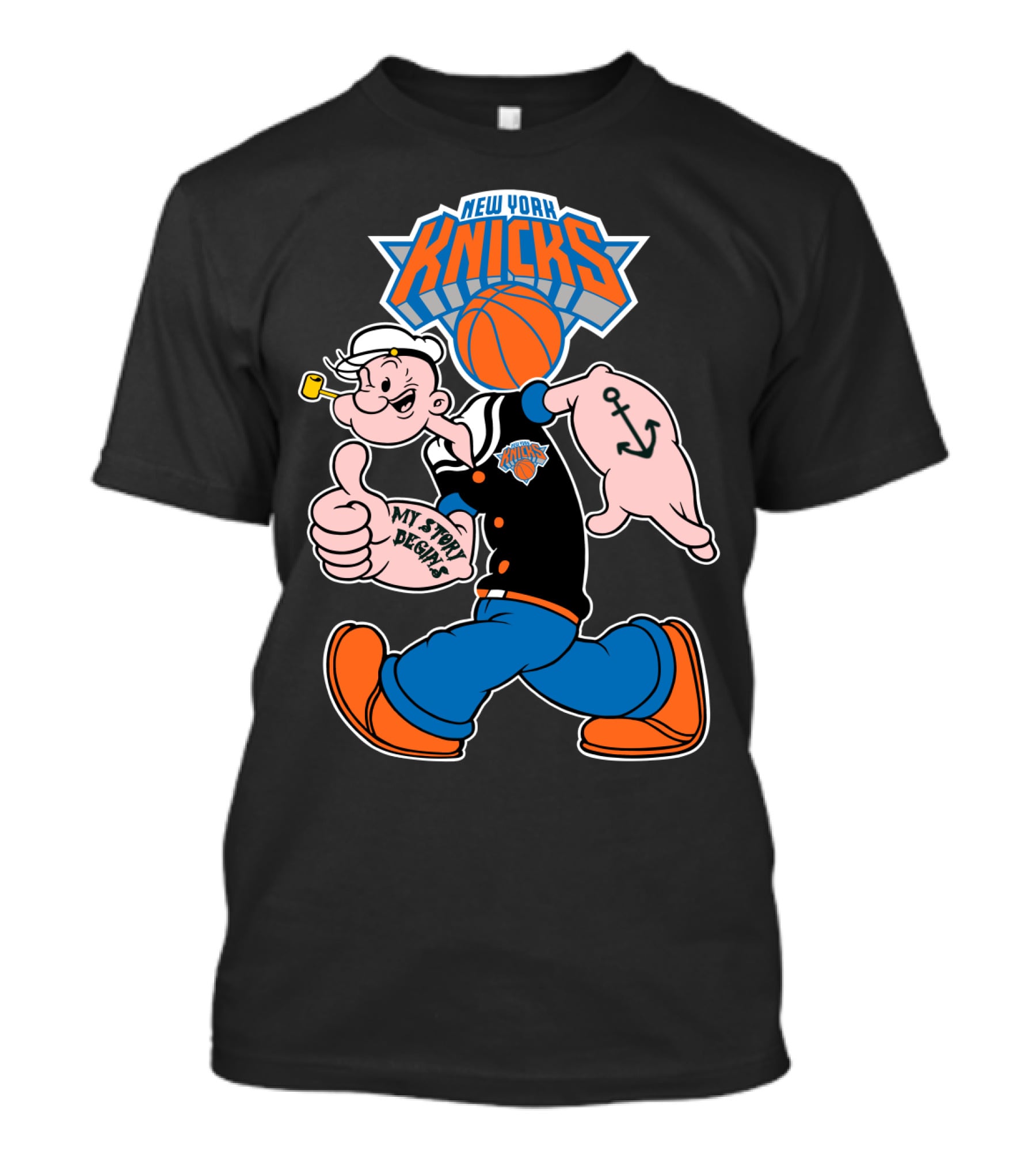New York Knicks Popeye Cartoon Basketball Collaboration 103 T-Shirt
