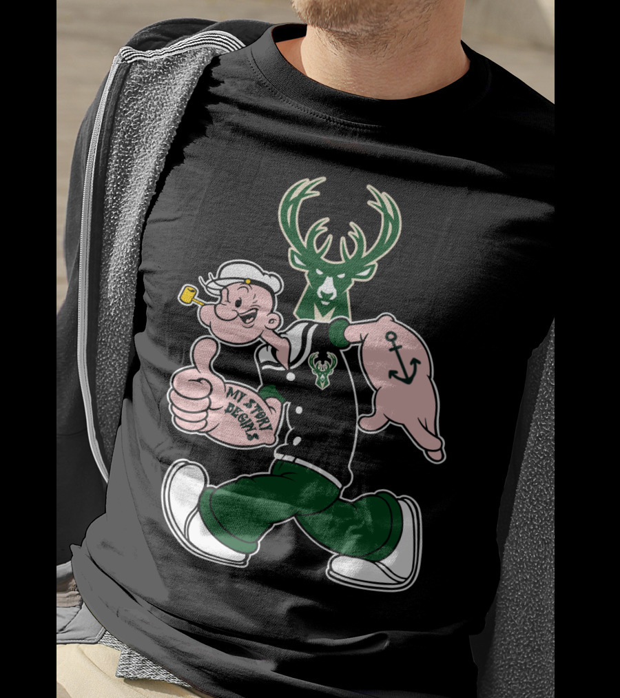 Milwaukee Bucks My Story Designs Popeye Bucks T-Shirt