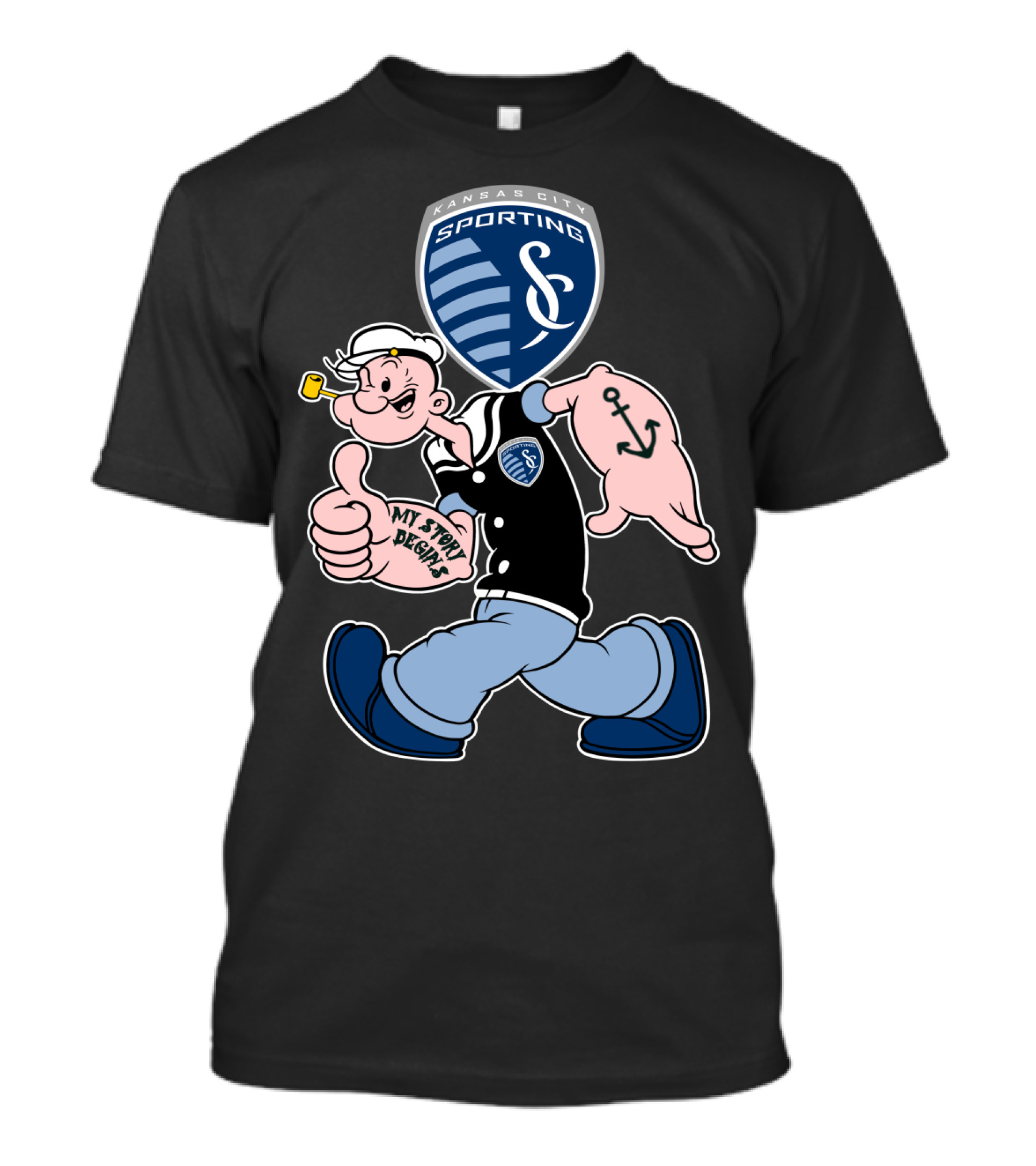 Sporting Kansas City 125 My Story Designs Popeye Style T-Shirt