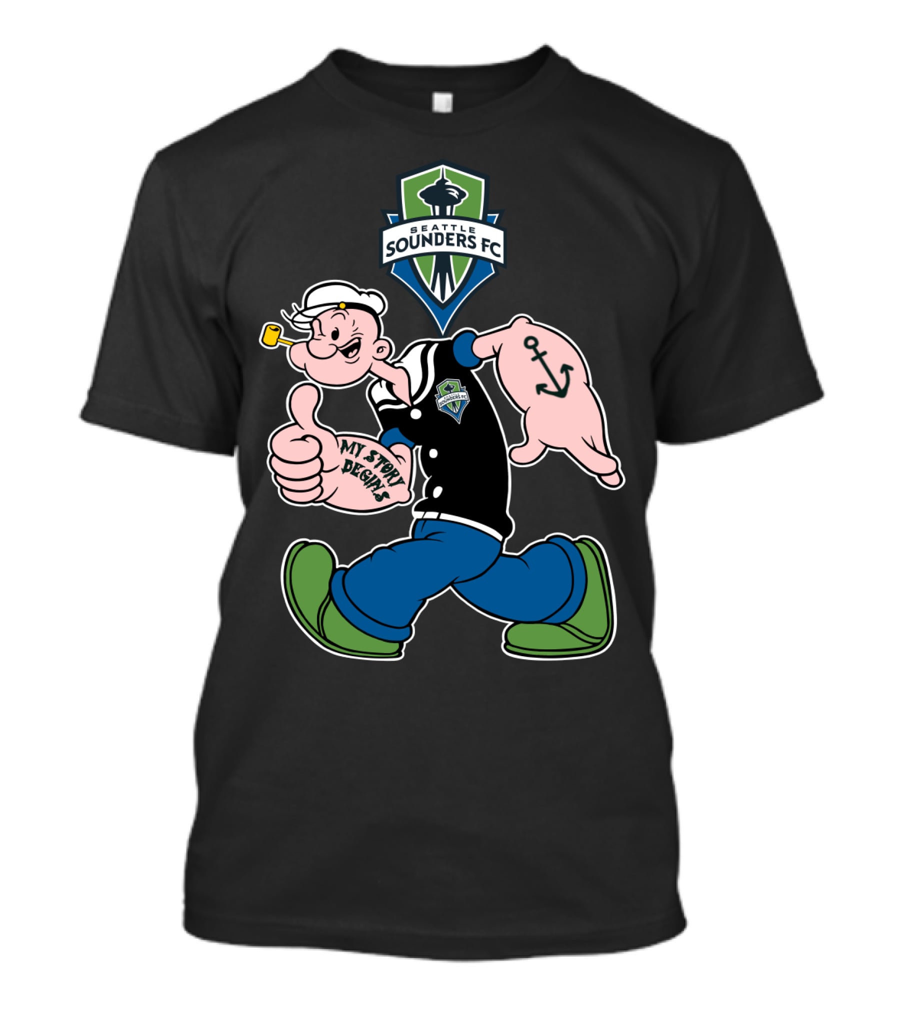 Seattle Sounders Fc My Story Begins Popeye T-Shirt