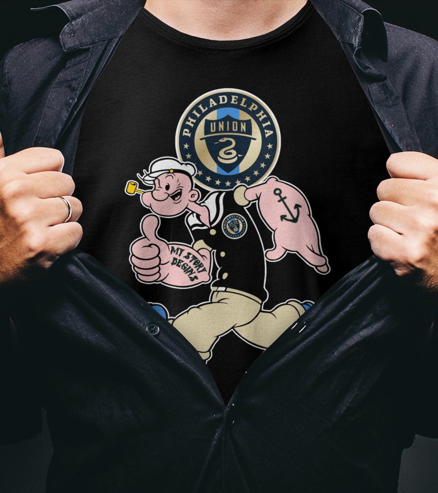 Philadelphia Union Popeye My Story Begins Soccer Badge T-Shirt