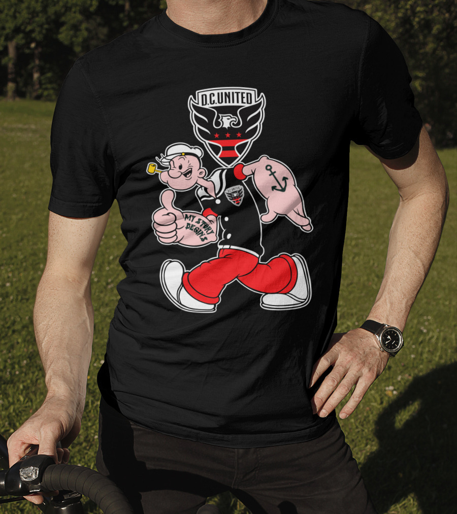 D.c. United My Story Begins Popeye Anchor Tattoo Sporty Style T-Shirt
