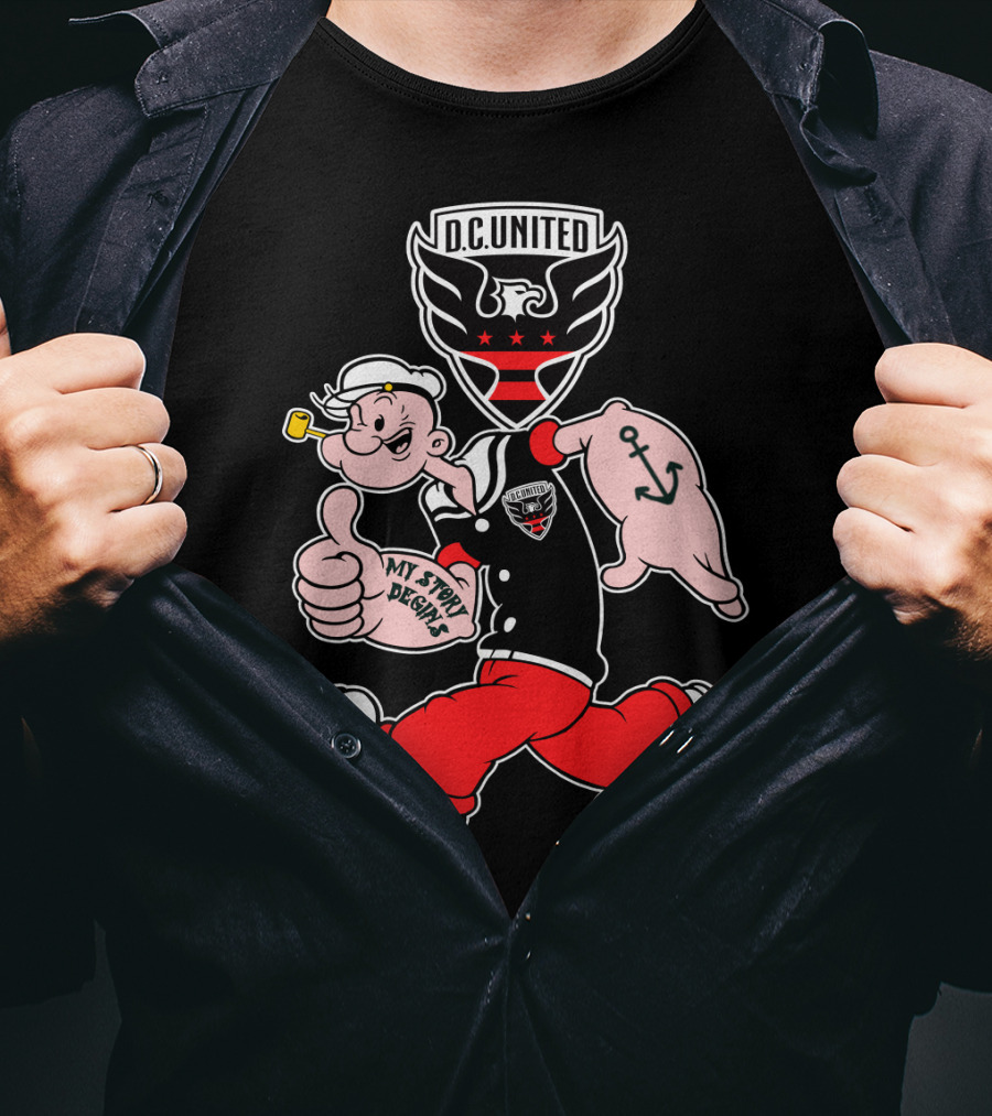 D.c. United My Story Begins Popeye Anchor Tattoo Sporty Style T-Shirt