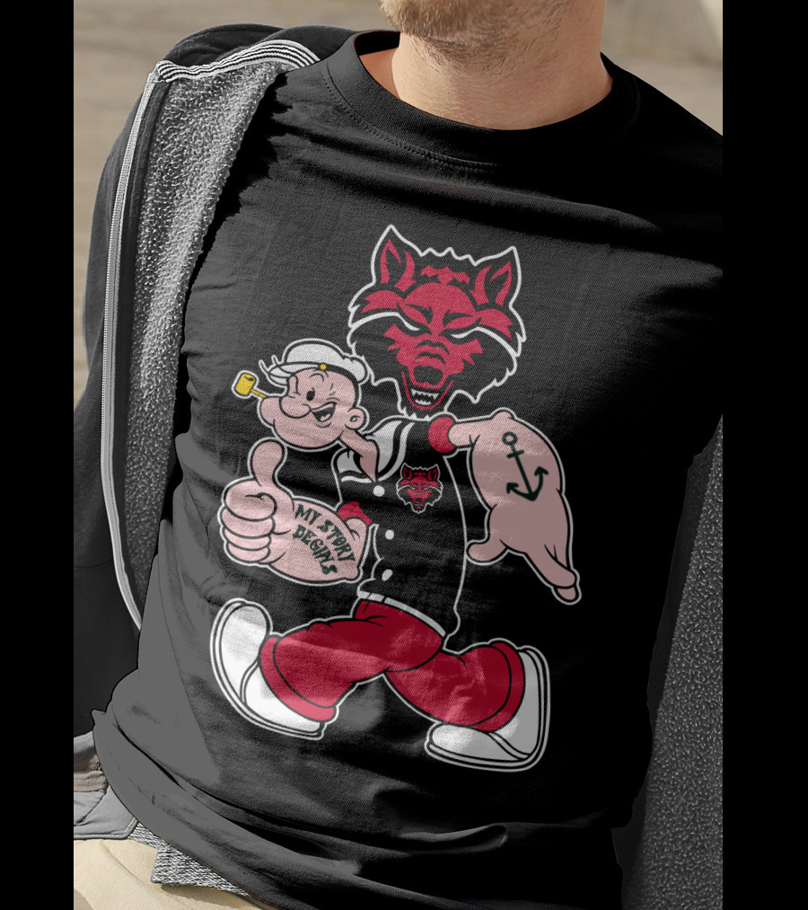 Arkansas State Red Wolves My Story Designs Popeye Anchor T-Shirt