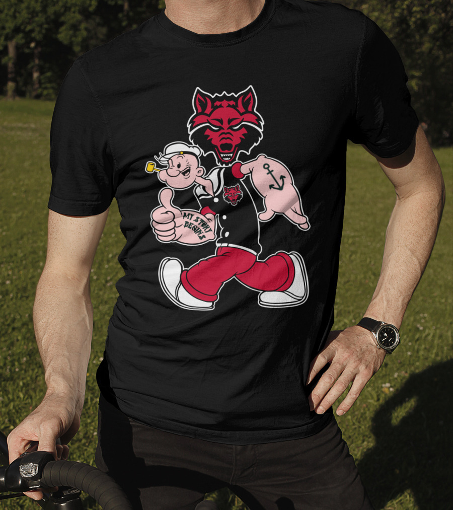 Arkansas State Red Wolves My Story Designs Popeye Anchor T-Shirt