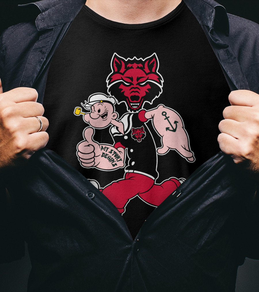 Arkansas State Red Wolves My Story Designs Popeye Anchor T-Shirt