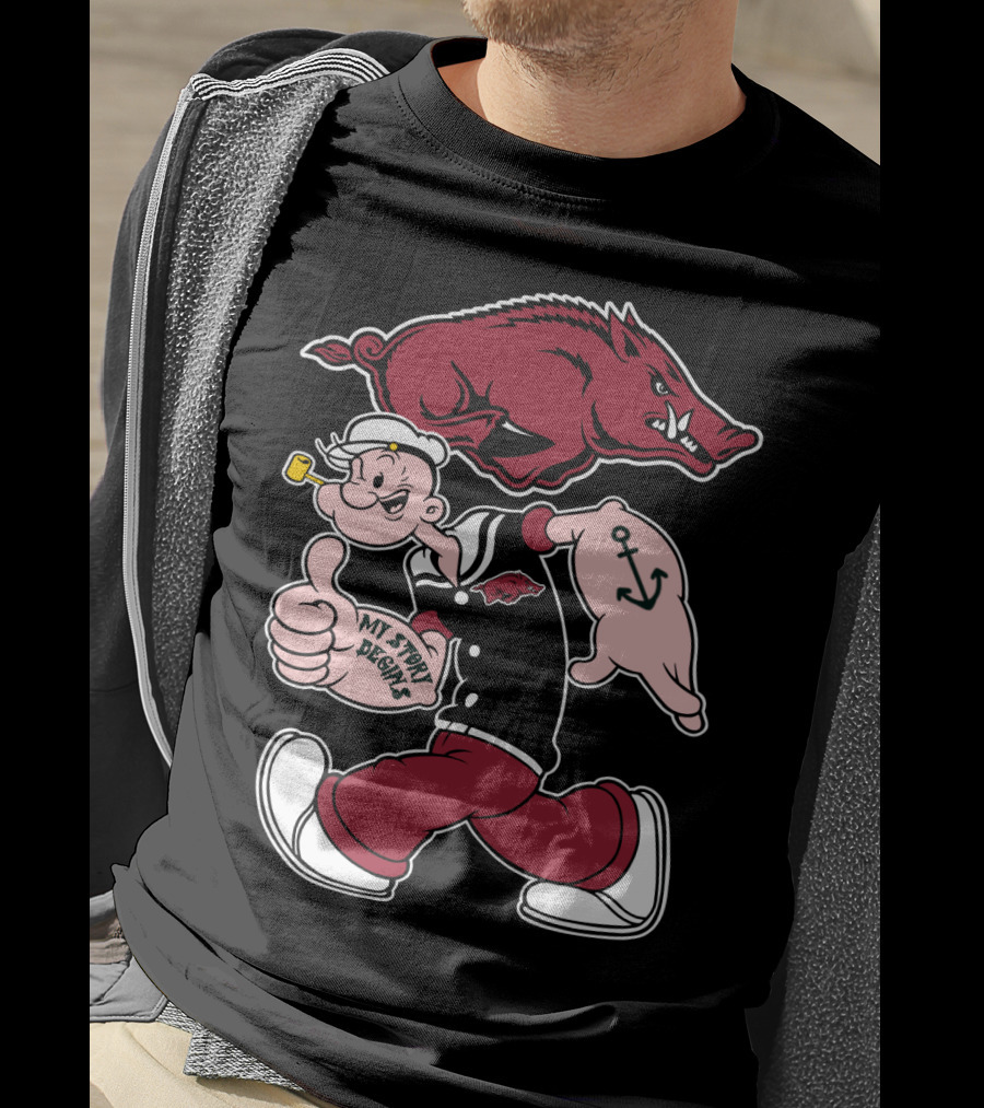 Popeye Arkansas Razorbacks My Story Begins T-Shirt
