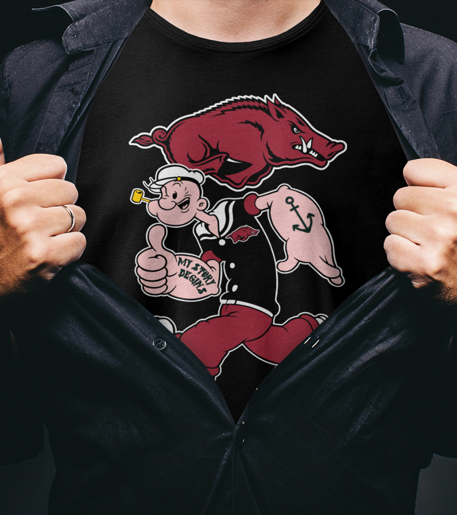 Popeye Arkansas Razorbacks My Story Begins T-Shirt