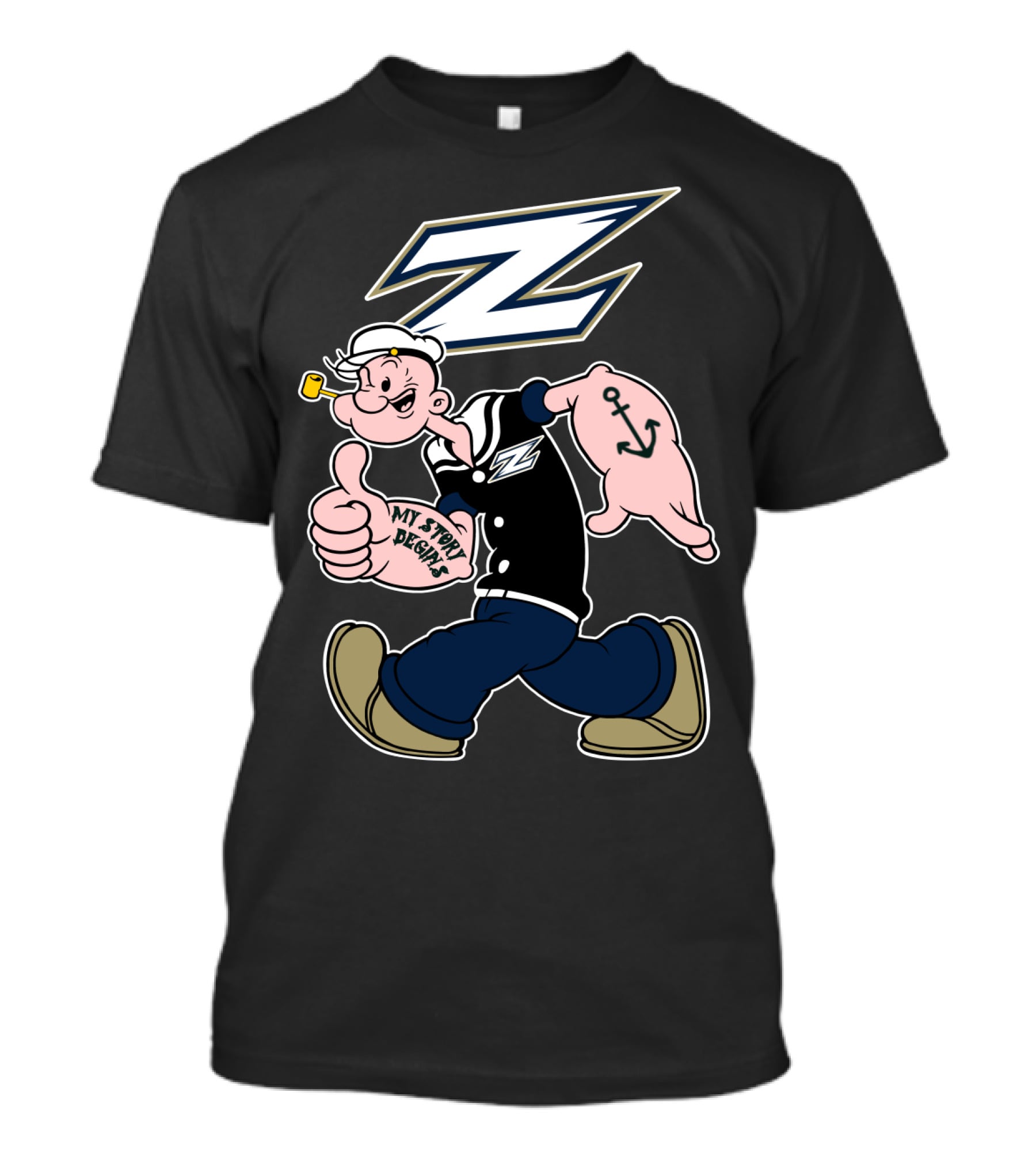 Akron Zips Navy Sailor Character 170 T-Shirt