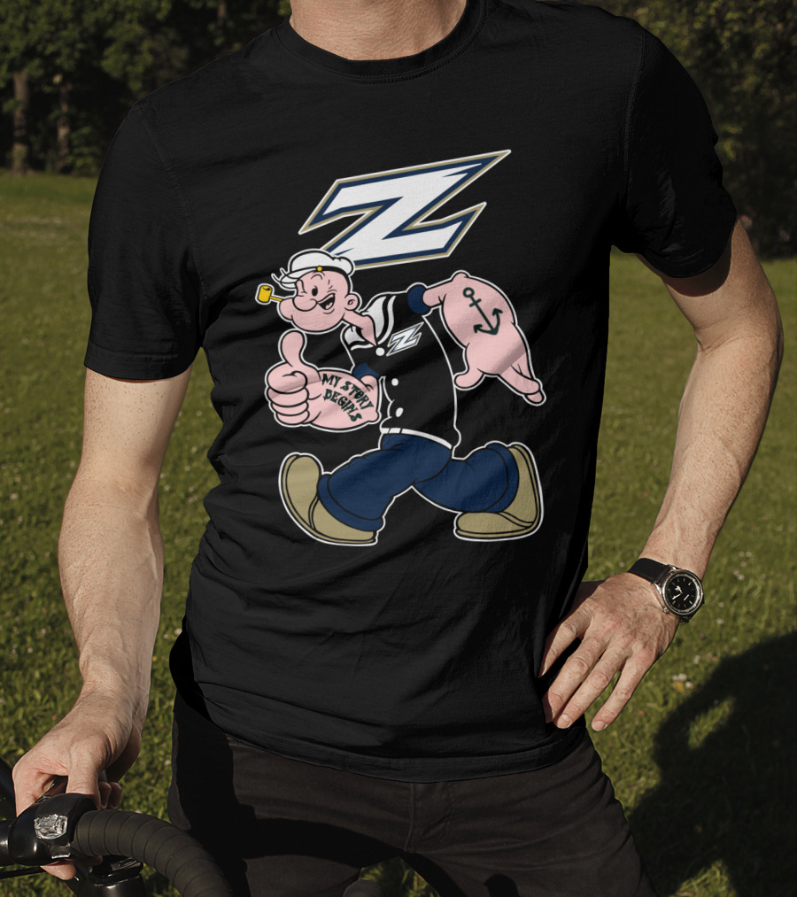 Akron Zips Navy Sailor Character 170 T-Shirt